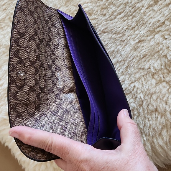 NWT Coach Purple Crossgrain Leather Soft Slimline Wallet ππ - Picture 8 of 16